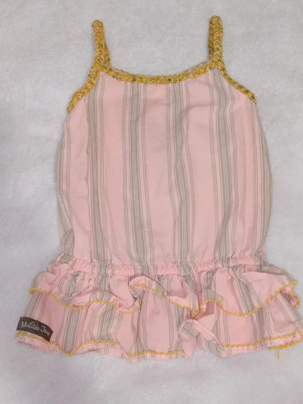 Matilda Jane Morning Sunrise Tank Girls Sz 4 Joanna Gaines Ruffle Strappy Pink